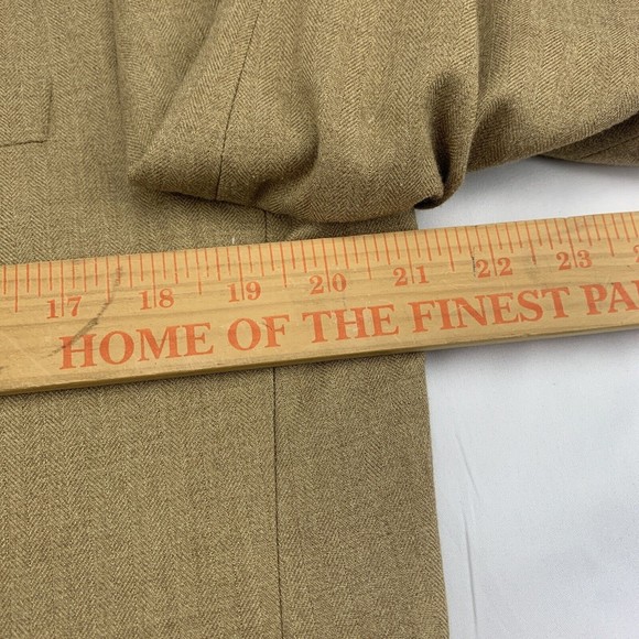 Andrew Fezza Mens Blazer 40R Brown Tan Polyester Sport Coat 2 Button Jacket - Picture 8 of 9